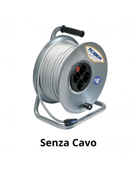 AVVOLGICAVO METAL 50 MT. VUOTO 4PRESE UNIV.+DISG.