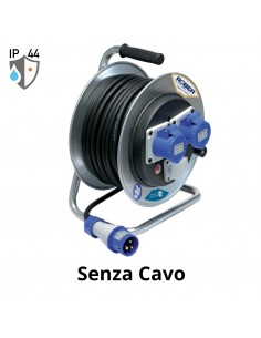 AVVOLGICAVO METAL 30 MT. VUOTO 2PRESE BLU+SCK.+DIS