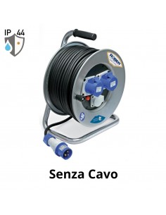 AVVOLGICAVO METAL 50MT. VUOTO 2PRESE BLU+SCK.+DIS