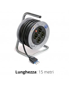 AVVOLGICAVO 15 MT. 3x1,5 4PRESE UNIVERSALI+DISG.