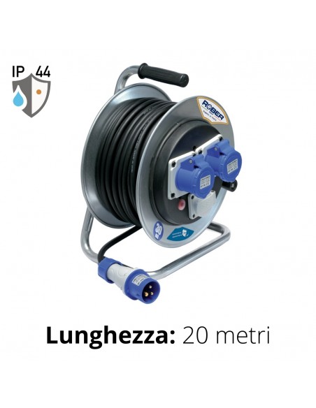 AVVOLGICAVO 20 MT. 3x2,5 2PRESE CEE BLU+DISGIUNT.
