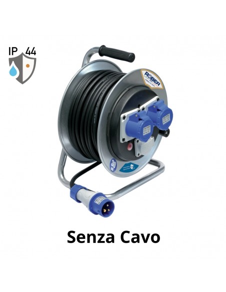 AVVOLGICAVO 30 MT. VUOTO 2PRESE CEE BLU+DISGIUNT.