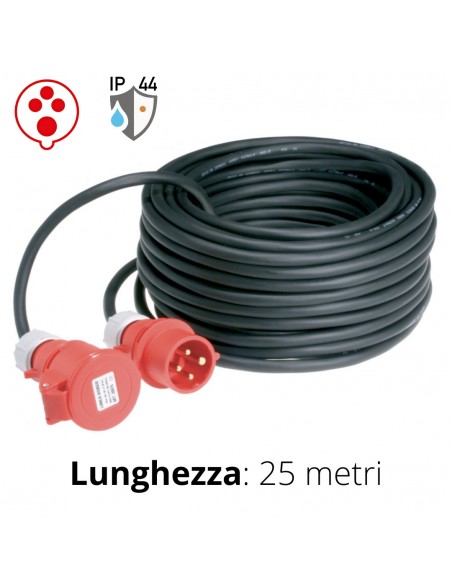 PROLUNGA IND. 25MT 4x2,5 H07RN-F SP+PR IP44 ROSSO