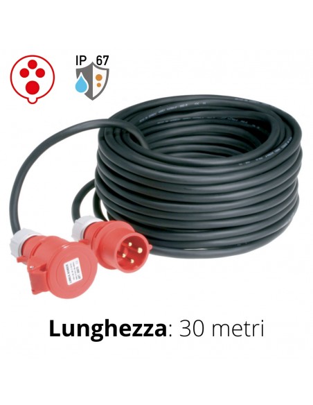 PROLUNGA IND. 30MT 4x2,5 H07RN-F SP+PR IP67 ROSSO