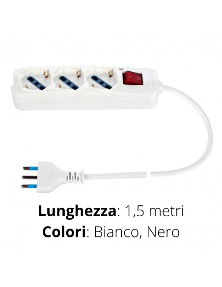MULTIPRESA 3 UNIVERS.+INTERR.+CAVO 1,5 MT. LINEA