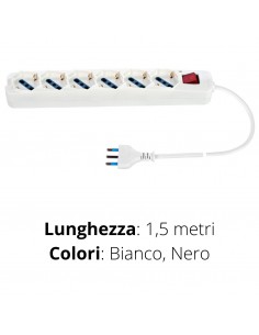 MULTIPRESA 6 UNIVERS.+INTERR.+CAVO 1,5 MT. LINEA