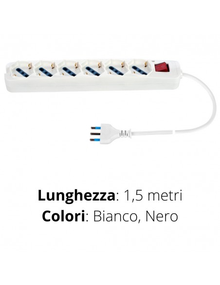 MULTIPRESA 6 UNIVERS.+INTERR.+CAVO 1,5 MT. LINEA