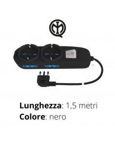 MULTIPRESA 4 BIPR.+2 SCHUKO+INTERR.+CAVO NERA