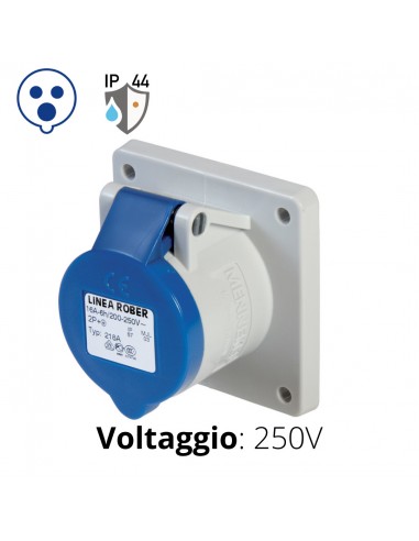 PRESA DA INCASSO DIRITTA IP44 16A 220V 2P+T