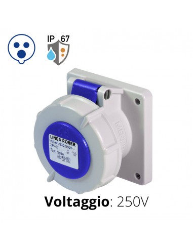 PRESA DA INCASSO DIRITTA IP67 16A 220V 2P+T