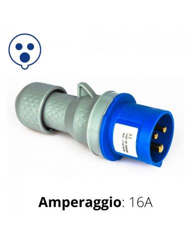 SPINA CEE BLU 16A 2P+T  6h   220-250V   IP44