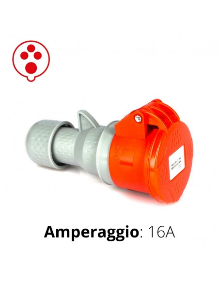 PRESA CEE ROSSA 16A 3P+T  6h   380-415V   IP44