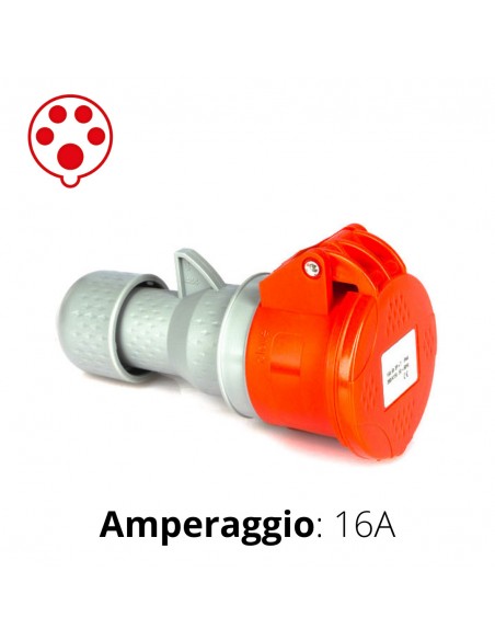 PRESA CEE ROSSA 16A 3P+N+T  6h   380-415V   IP44