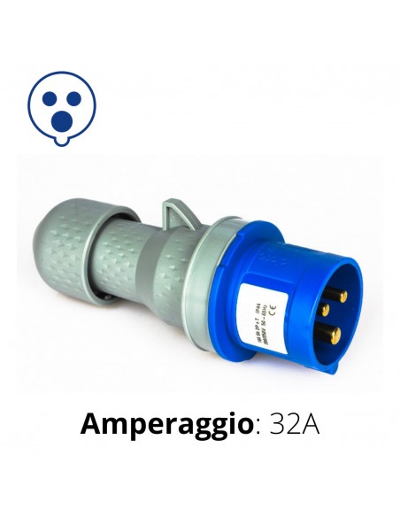 SPINA CEE BLU 32A 2P+T  6h   220-250V   IP44