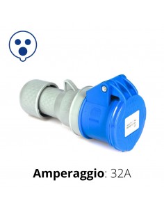 PRESA CEE BLU 32A 2P+T  6h   220-250V   IP44