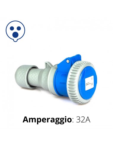 PRESA CEE BLU 32A 2P+T  6h   220-250V   IP67