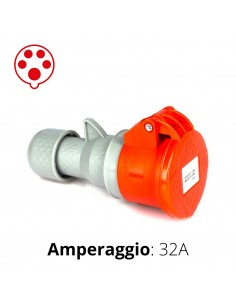 PRESA CEE ROSSA 32A 3P+N+T  6h   380-415V   IP44
