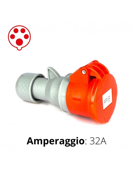 PRESA CEE ROSSA 32A 3P+N+T  6h   380-415V   IP44