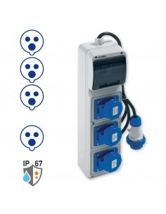 QUADRETTO PORTATILE 3 PRESE CEE BLU  IP.67