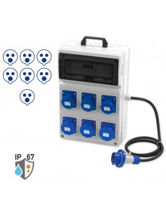 QUADRETTO PORTATILE 6 PRESE CEE BLU  IP.67