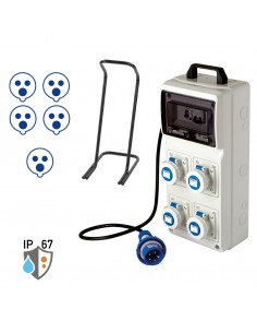 QUADRETTO PORTATILE 4 PRESE CEE BLU  IP.67