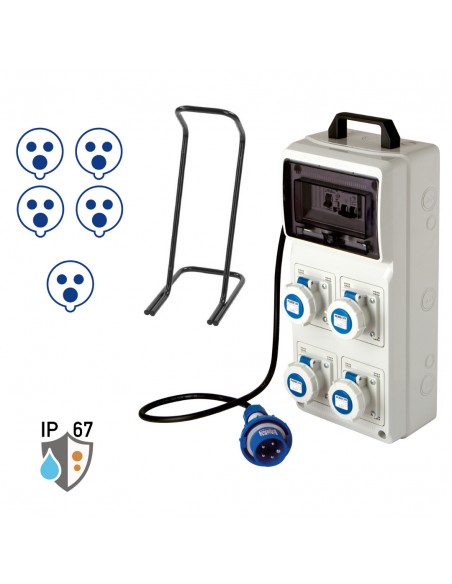 QUADRETTO PORTATILE 4 PRESE CEE BLU  IP.67