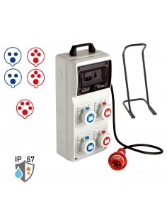 QUADRETTO PORT. 2 PRESE ROSSE+2  BLU  IP.67