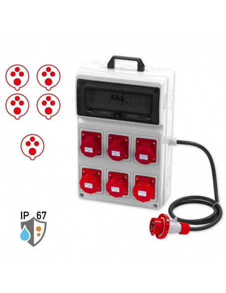 QUADRETTO PORTATILE 4 PRESE CEE ROSSE  IP.67