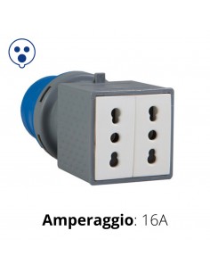 ADATTATORE SPINA CEE BLU 2 PRESE BIVALENTI