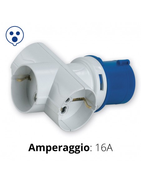 ADATTATORE SPINA CEE BLU A TRE PRESE UNIVERSALE
