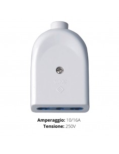PRESA BIPASSO 10/16A  2P+T 250V BIANCA