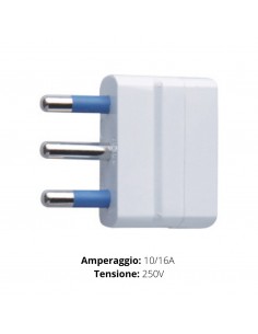 ADATTATORE SEMPLICE 16A PRESA BIPASSO BIANCO