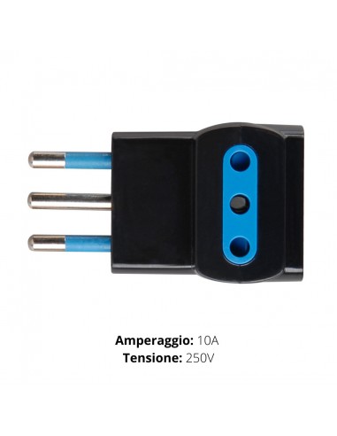 ADATTATORE TRIPLO 10A +3 PRESE 10A NERO