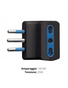 ADATTATORE TRIPLO 16A +3 BIPRESE 10/16A+T NERO