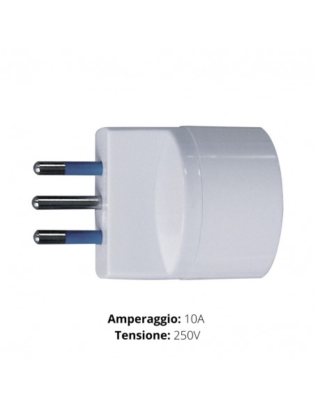 ADATTATORE SCHUKO SPINA 10A +T  BIANCO