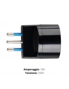 ADATTATORE SCHUKO SPINA 10A +T  NERO