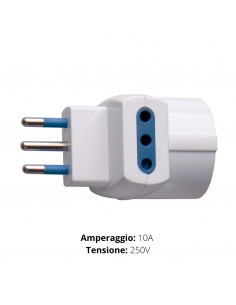ADATTATORE TRIPLO SCHUKO SPINA 10A +T BIANCO