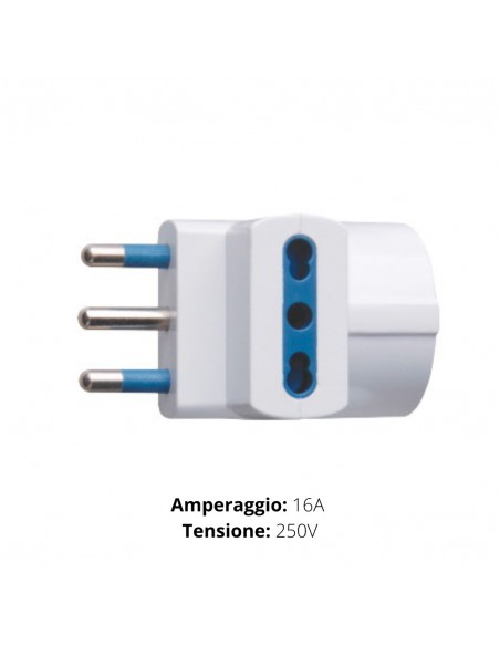 ADATTATORE TRIPLO SCHUKO SPINA 16A +T BIANCO