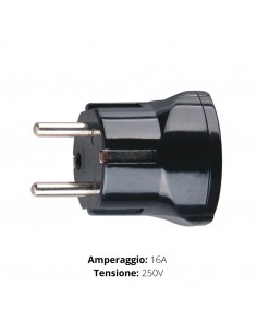 ADATTATORE SPINA SCHUKO A PRESA BIPASSO NERO