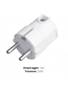 SPINA SCHUKO PIATTA 2P+T 10/16A 250V  BIANCA