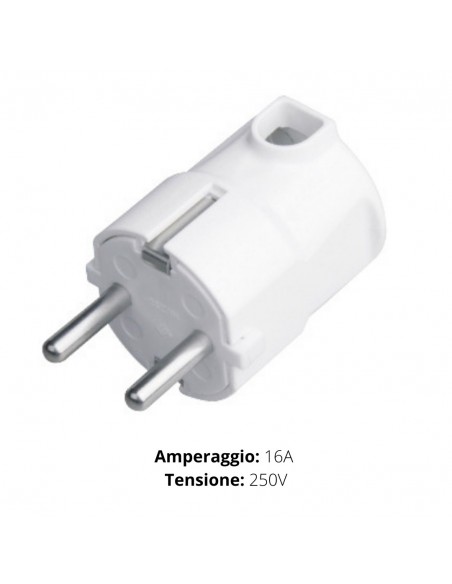 SPINA SCHUKO PIATTA 2P+T 10/16A 250V  BIANCA