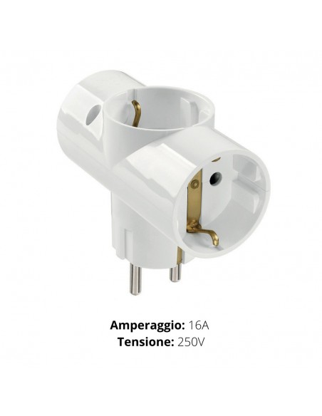 ADATTATORE SPINA SCHUKO A TRE PRESE SCHUKO