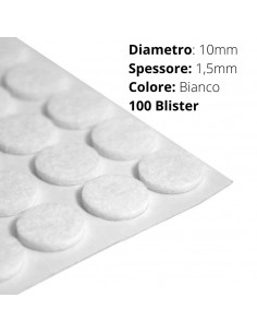 FELTRO ADESIVO  BLISTER D.10mm  SP. 1mm   BIANCO