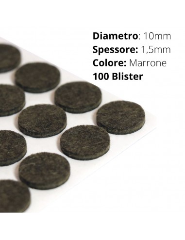 FELTRO ADESIVO  BLISTER D.10mm  SP. 1mm   MARRONE
