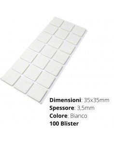 FELTRO ADESIVO  BLISTER 35x35mm SP. 3mm  BIANCO