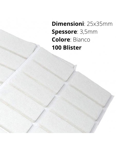 FELTRO ADESIVO  BLISTER 25x35mm SP. 3mm   BIANCO