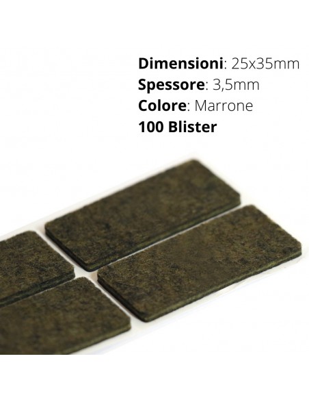 FELTRO ADESIVO  BLISTER 25x35mm SP. 3mm  MARRONE
