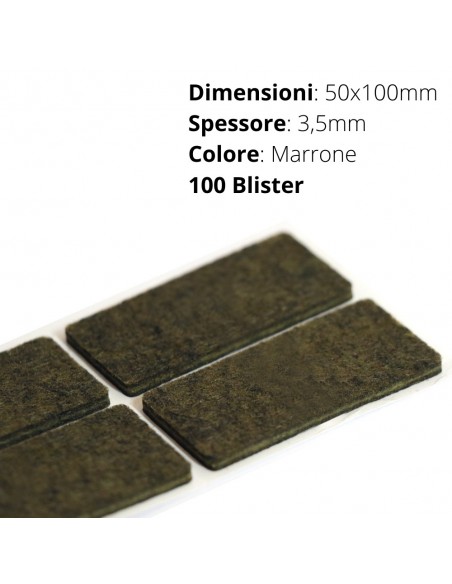 FELTRO ADESIVO  BLISTER 50x100mm SP. 3mm   MARRON