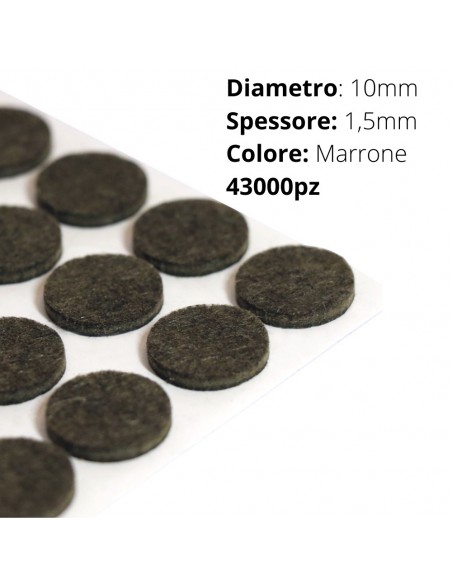 FELTRO ADESIVO ROTOLO DIAM. 10mm  SP.1,5mm MARRONE