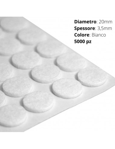 FELTRO ADESIVO STRISCIA DIAM. 20mm  SP.3mm  BIANCO